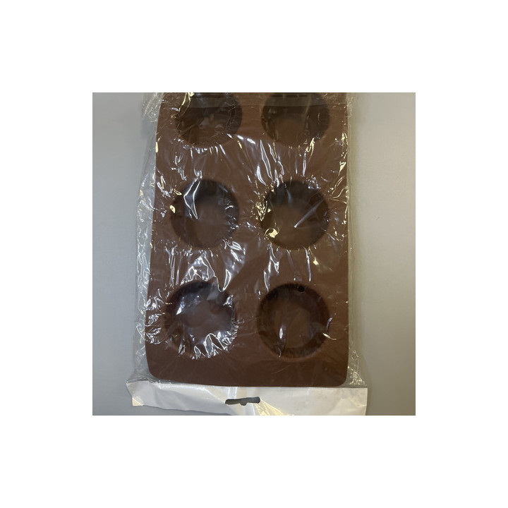 Kahverengi derin yuvarlak 6lı silikon kalıp