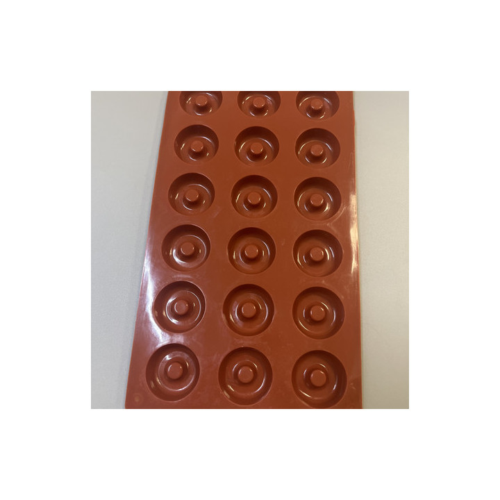 Kahverengi 18 bölümlü ortası delik yuvarlak silikon kalıp