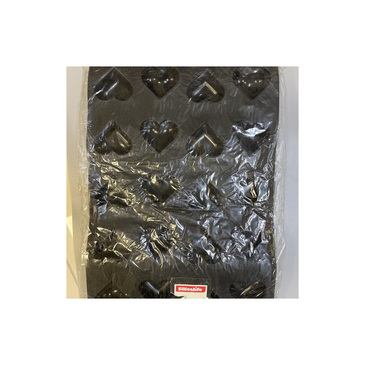 Büyük 20li kalpli silikon kalıp siyah